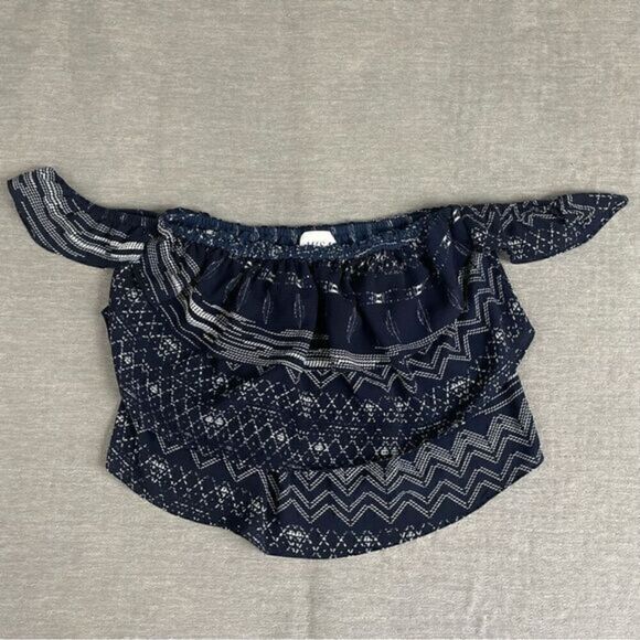 Misa Off the Shoulder Navy Blue Tiered Top Women’s Size XS Stretch - Picture 1 of 7